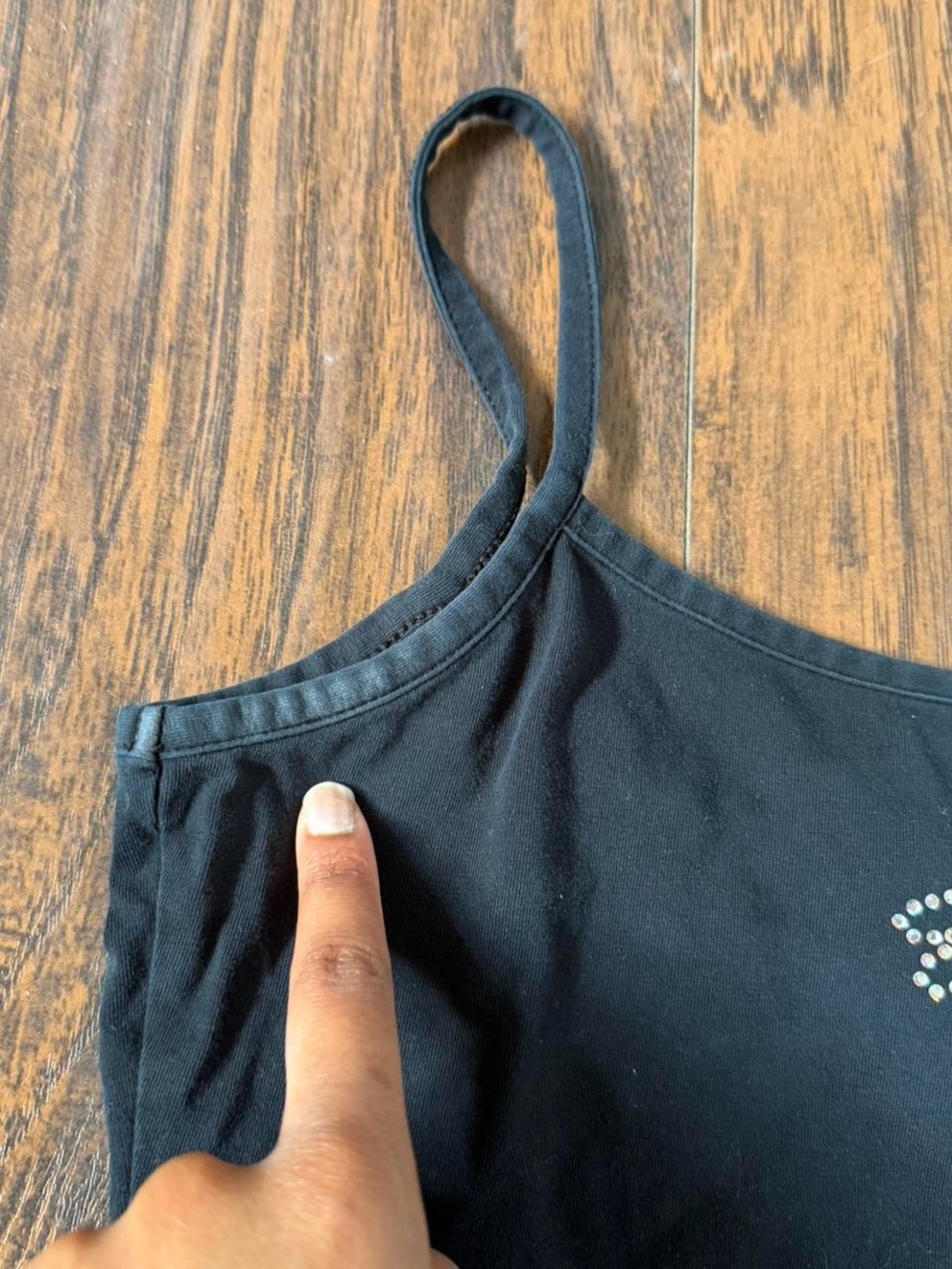 Black Butterly Rhinestone Cami Top - Picture 2 of 2